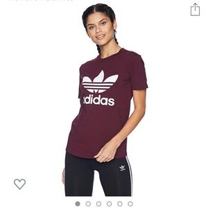 Adidas Women Burgundy Trefoil Tee **NEVER USED**